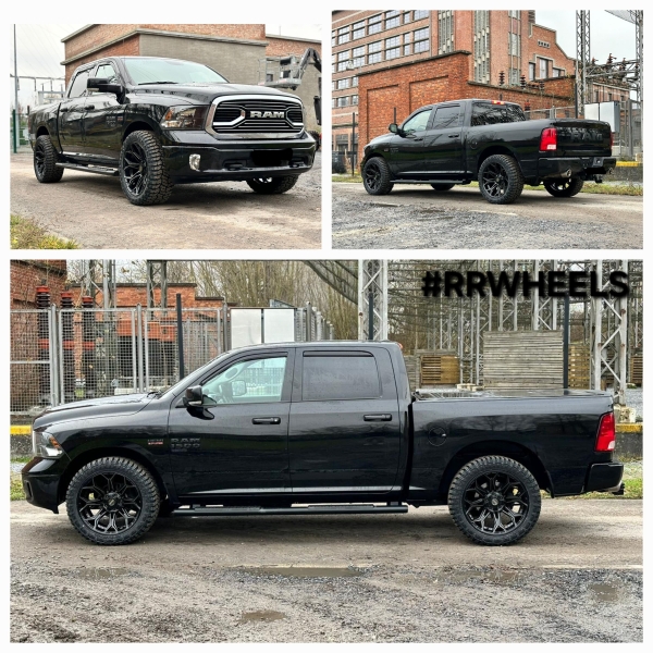 Deze Dodge Ram uit 22022 hebben wij voorzien van nieuwe 4play Wheels 4P83 Brushed Black 22 inch 10J ET-18 inclusief nieuwe Radar Renegade R/ 33x12.5/22 inch.