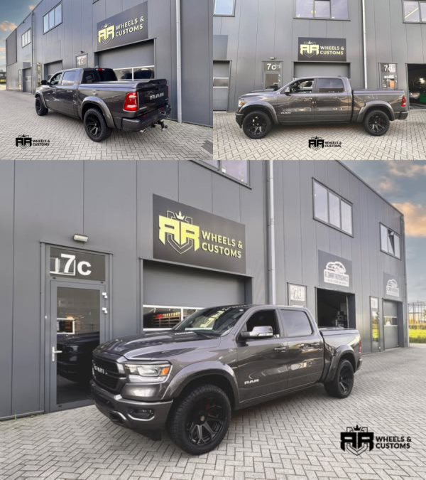 Weer een mooie combinatie de weg op met deze Dodge Ram. 4Play 4P80R Satin Black 22inch 6x139.7 10J ET -18 met banden Radar Renegade A/T-5 33X12.5/22