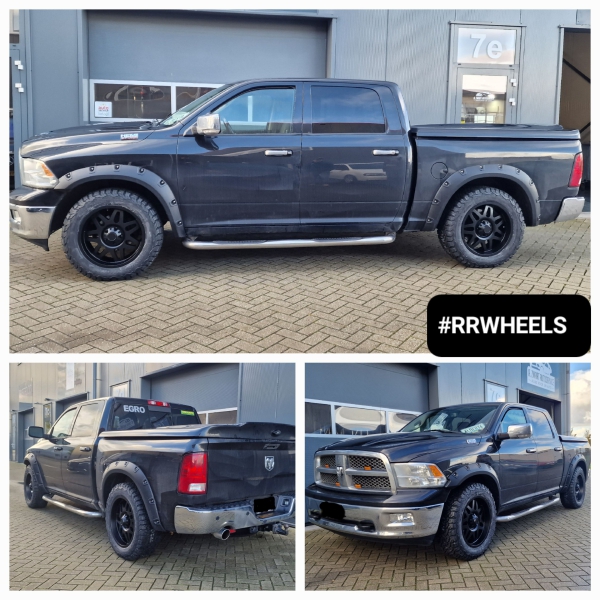 Deze Dodge Ram uit 2012 hebben wij voorzien van nieuwe 20 inch Envry wielen in 9J ET18 met 275 60 20 BF Goodrich banden inclusief 4,5cm spacers en nieuwe brede spatborden!