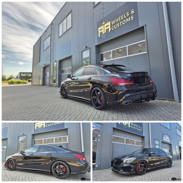 Mercedes CLA 45AMG voorzien van Concaver CVR9 Wheels 19 Inch 8.5J ET43 Custom PCD Matt Black + Maxton/Ingo Noak onderdelen