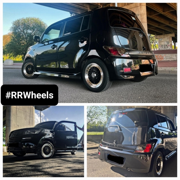 Daihatsu Materia voorzien van 15 inch JF Luxury Rew032 velgen in 6.5J ET30, mooie klassieke uitstraling voor deze auto!