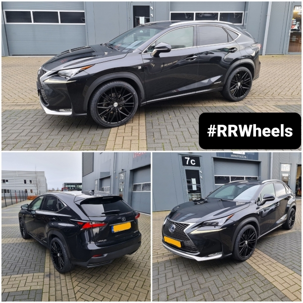 Lexus NX300 voorzien van 22 inch Riviera RV130 Gloss Black in 5x114,3 ET38 rondom inclusief Minerva Ecospeed 2 in 265 35 22. Schitterende fitment!