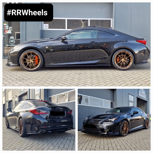 Deze prachtige Lexus RC300 voorzien van 20 inch breedset van Japan Racing type JR37 Platinum Bronze in 9J ET45 en 10J ET45 inclusief nieuwe Vredestein Ultrac Vorti banden in 235 35 20 en 275 30 20! We hebben ook een volledige Maxton Design-kit aan deze auto toegevoegd!
