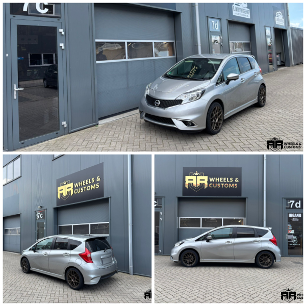 Nissan Note voorzien van Japan Racing JR18 Bronze velgen in 17 inch x 7J ET40 4x100