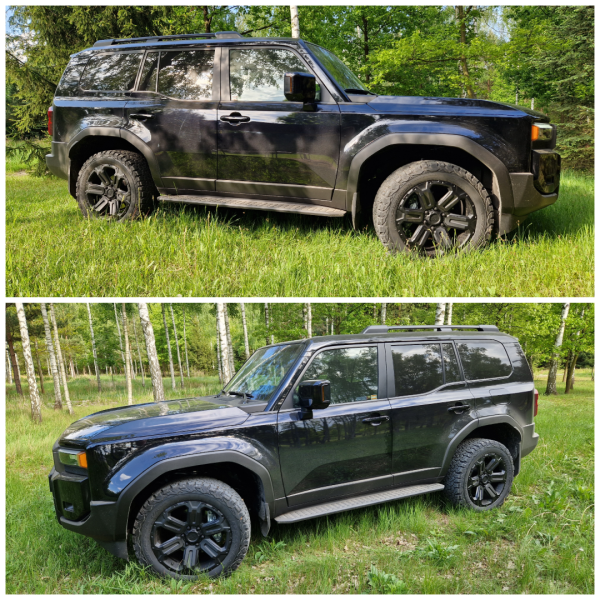 Toyota Landcruiser 250 voorzien van Black Rhino WANAKA Matte black 20 inch 9J ET40