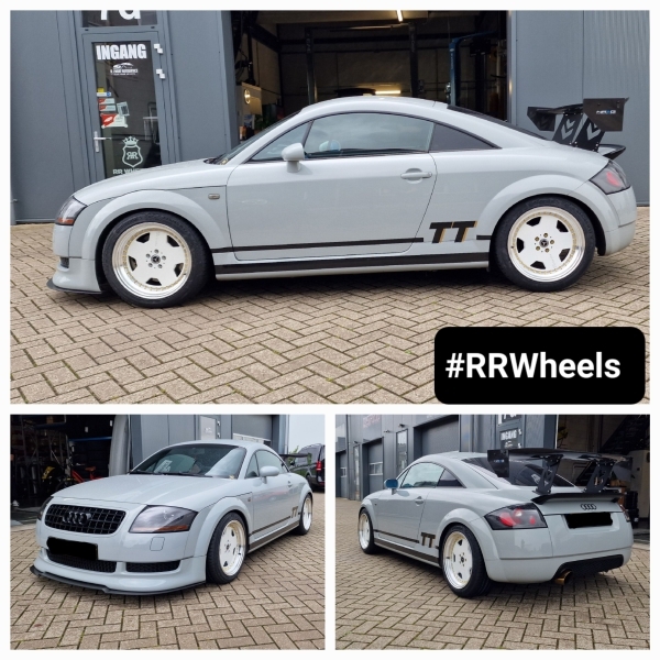 Audi TT 8N voorzien van nieuwe 17 inch YKW velgen type Y7670 - White Mached Lip met Gold Rivets in 8J ET30 rondom inclusief 225 45 17 Continental banden.