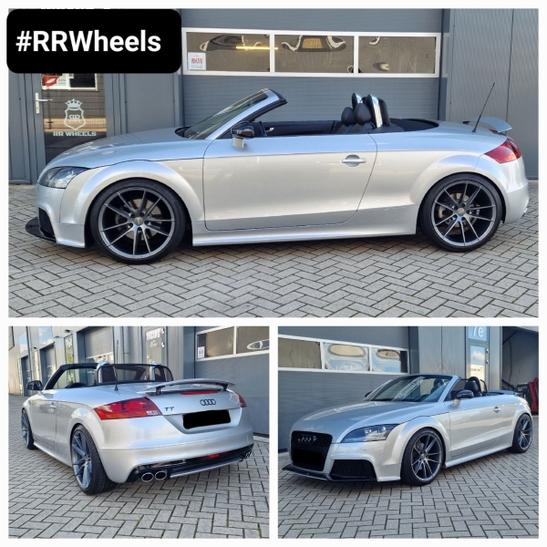 Audi TT 8J hebben wij voorzien van nieuwe Veemann VFS25 in 19 inch 9.5J rondom ET42 5x112 inclusief 255 35 19 banden van Hankook! Perfecte pasvorm!