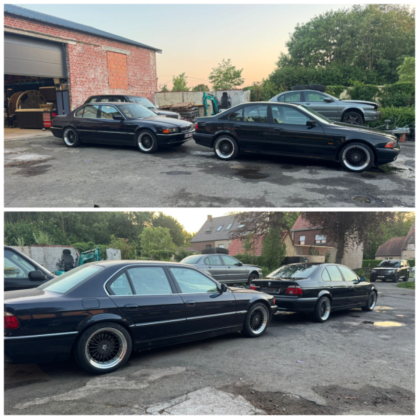 BMW 535i E39 voorzien van YKW Wheels Y8670 - Carbon Grey Machined Lip - Breedset Alpina 18 inch ET 20/15 8.5/10J