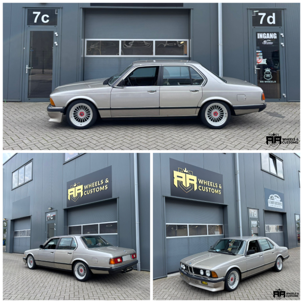 BMW 7 serie E23 voorzien van Alpina Style velgen in 17 inch x 8J ET20 5x120 in Silver + Polished lip 