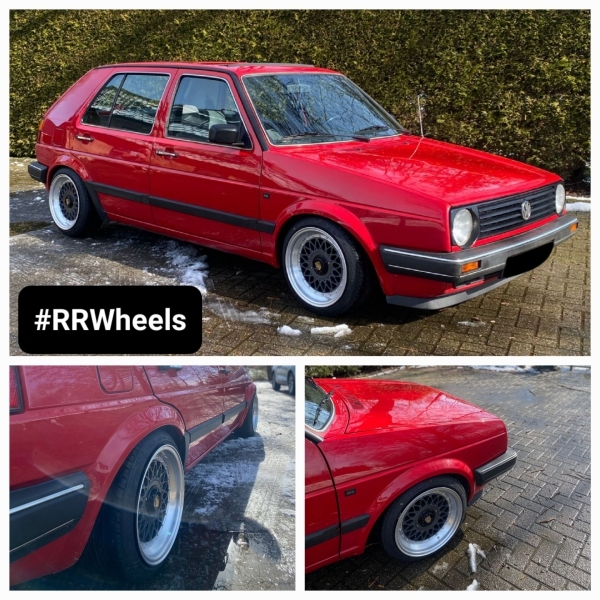 Volkswagen Golf 2 met YKW Wheels Y5208 Carbon face met een mat zilveren lip in 15 inch 8J ET25! Geweldige fitment!