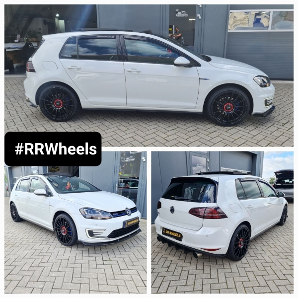  Volkswagen Golf 7 voorzien van 19 inch 5x112 JF Luxury - Turismo 257 Gloss Black in 5x112 8.5J ET42 inclusief 225 35 19 Milestone banden.
