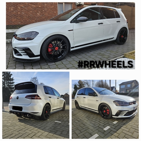 Wederom een hele mooie Volkswagen Golf 7 GTI Clubsport uitgeruste 19 inch Japan Racing velgen, type JR36 Gloss Black 8.5JET45 inclusief een volledige Maxton Design kit!