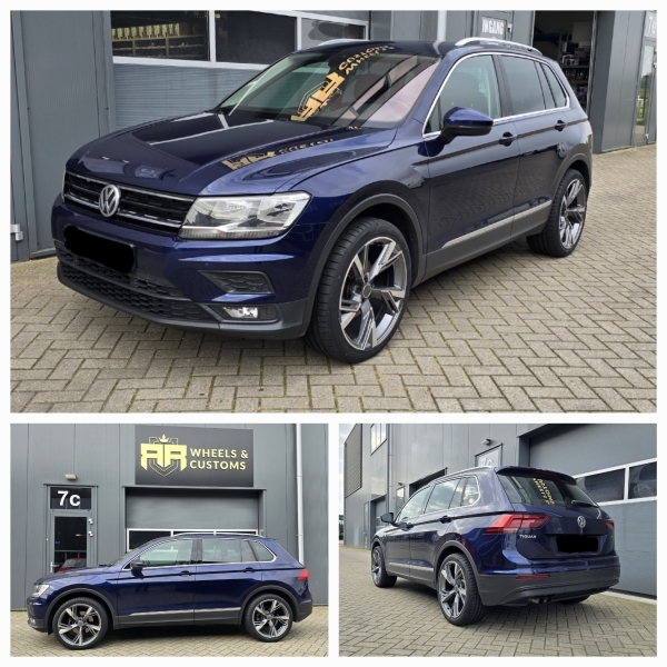 Volkswagen Tiguan hebben wij voorzien van 20 inch RS6 design velgen in 5x112 9J ET32 inclusief 255 40 20 Hankook Evo 3 banden!