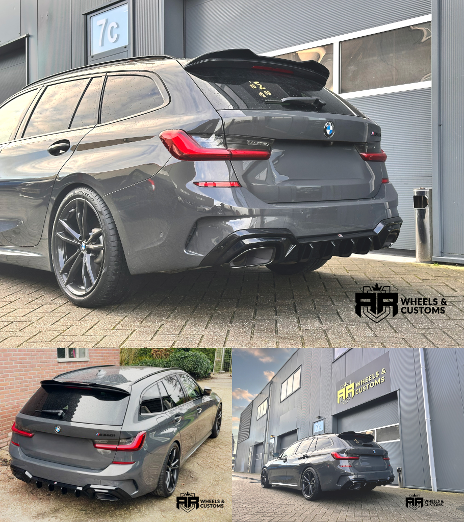 We hebben deze BMW M340I uitgerust met nieuwe Maxton Design producten Spoiler Cap 3D BMW 3 Standard / M340 / M-Pack / M3 Touring G21 / G81 Achterspoiler BMW M340I G20 / G21 (past op auto met trekhaak)