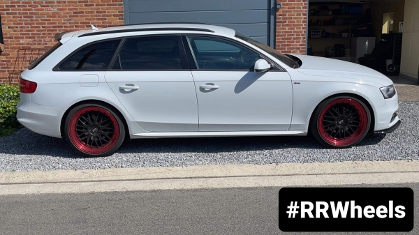 Audi A4 B8 - 20 inch STR Racing KS014 Gloss Black Red lip - 5x112 8.5J ET38.